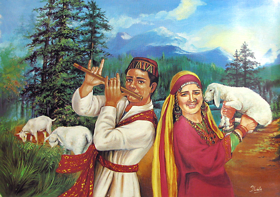 Unknown Artist, India - Kashmiri Shepherd Couple, Modern Poster Art